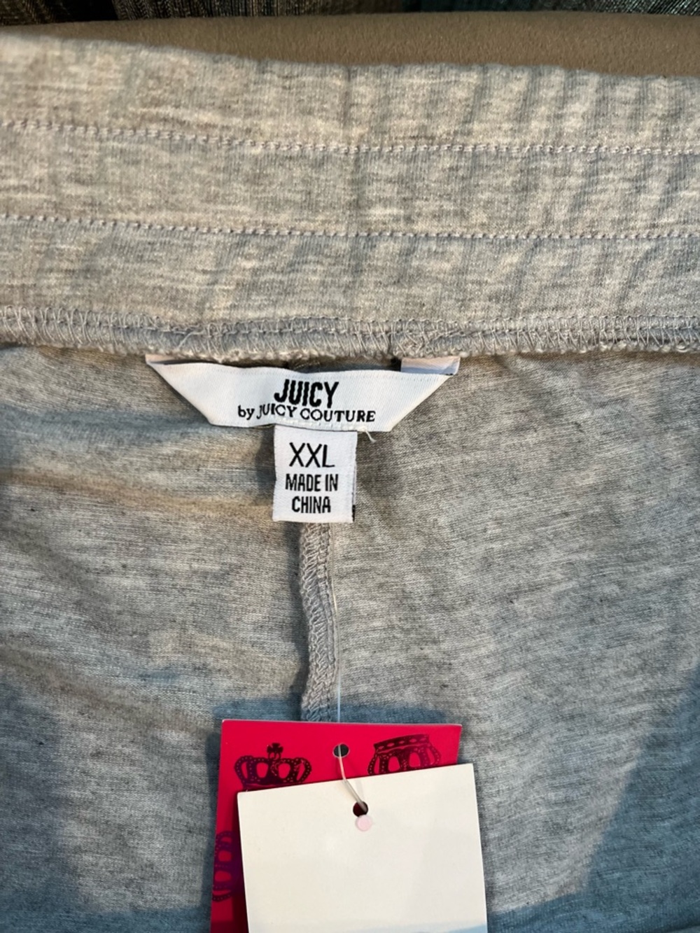 Juicy Couture Light Gray Skirt Kangaroo Pockets with Pink Crown Accent - Picture 2 of 10